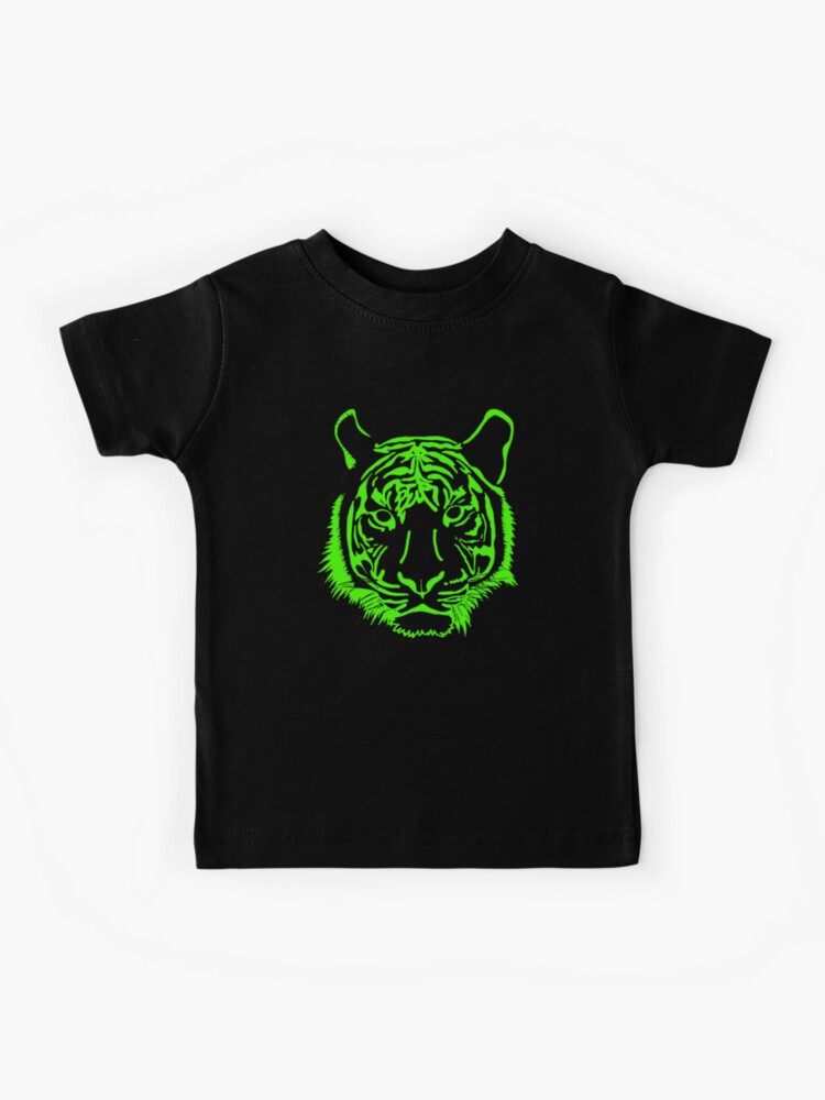 Camiseta para niños for Sale con la obra «Camiseta de con estampado de tigre. Impresionante tigre estampado verde neón.» de Kez K | Redbubble