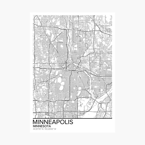 Minneapolis map poster print wall art, Minnesota gift, Home and Nursery, Modern map decor for office, Map Art, Map Gifts Photographic Print