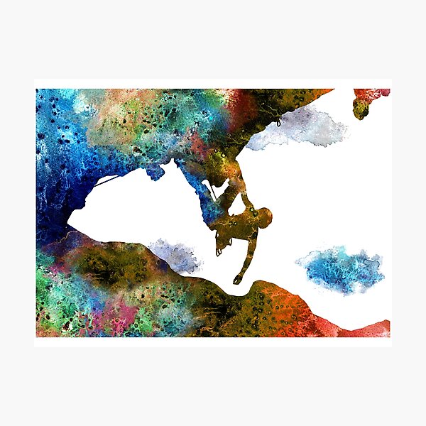 Item preview, Rock climbing extreme sport man, climbing man, climber, watercolor rock climbing designed and sold by Rosaliartbook.