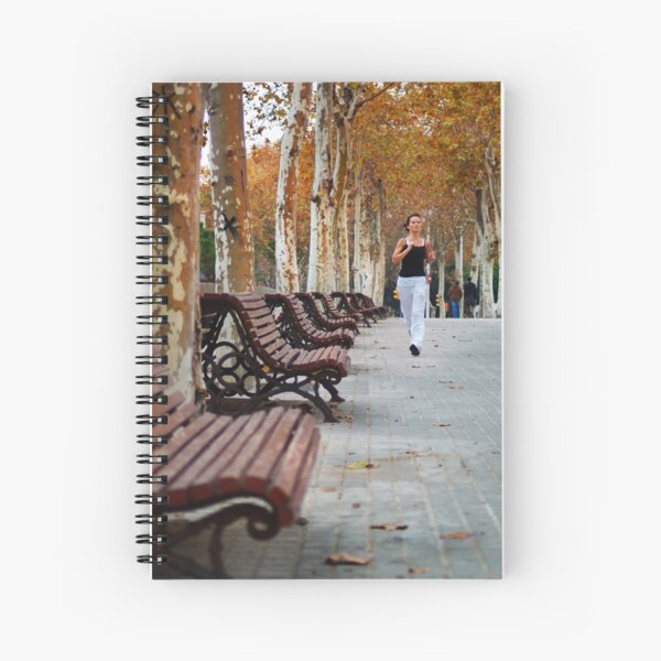 Girl Jogging in Barcelona Park Spiral Notebook