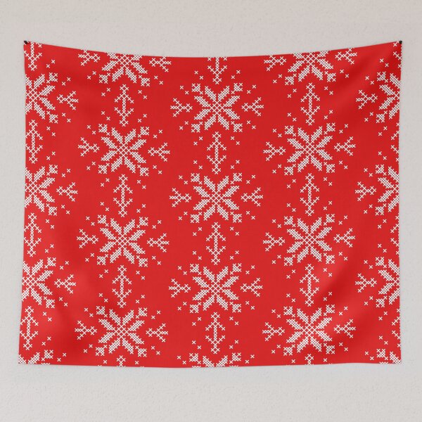 Item preview, White & Red Cross stitch Christmas Snowflake designed and sold by Sophieswallows.