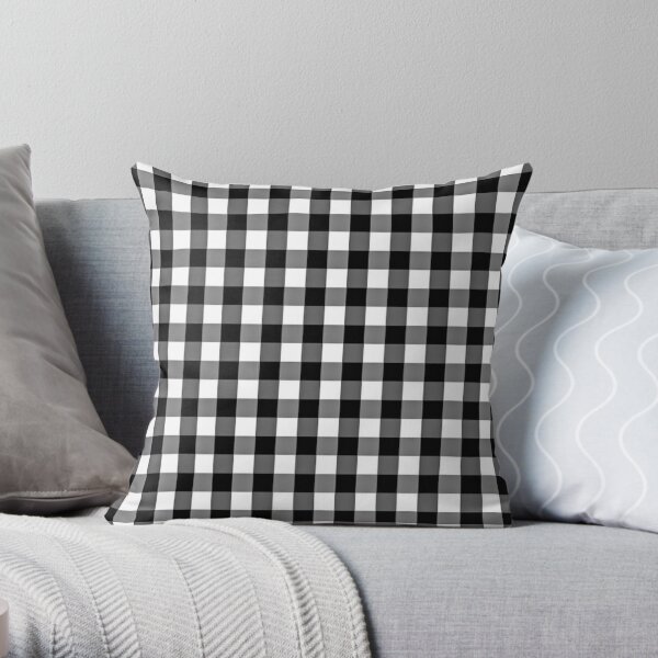 Black and White Gingham Throw Pillow