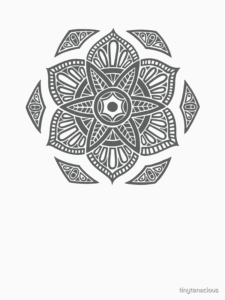 Thumbnail 7 of 7, Classic T-Shirt, Floral Lotus Mandala - Grey and White designed and sold by tinytenacious.