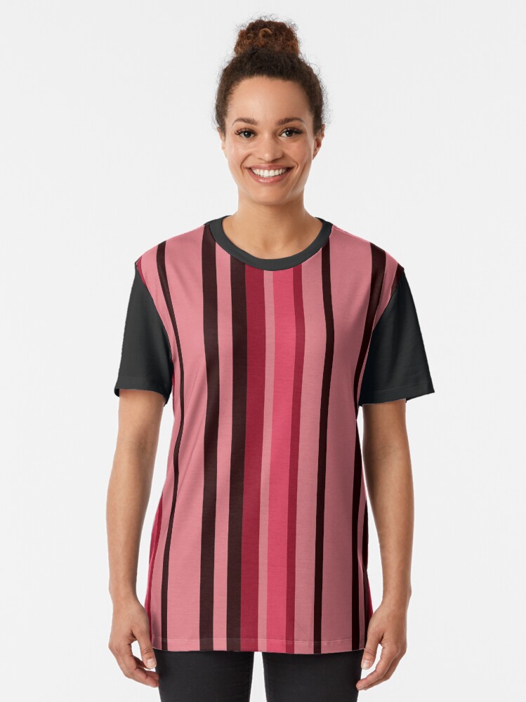 ◆RONRON◆ EYELET SHIRRING STRIPE T SHIRT RED PINK Striped Ribbed Crewneck Shirt Big Girls S-xl - Pink | Levi's® US