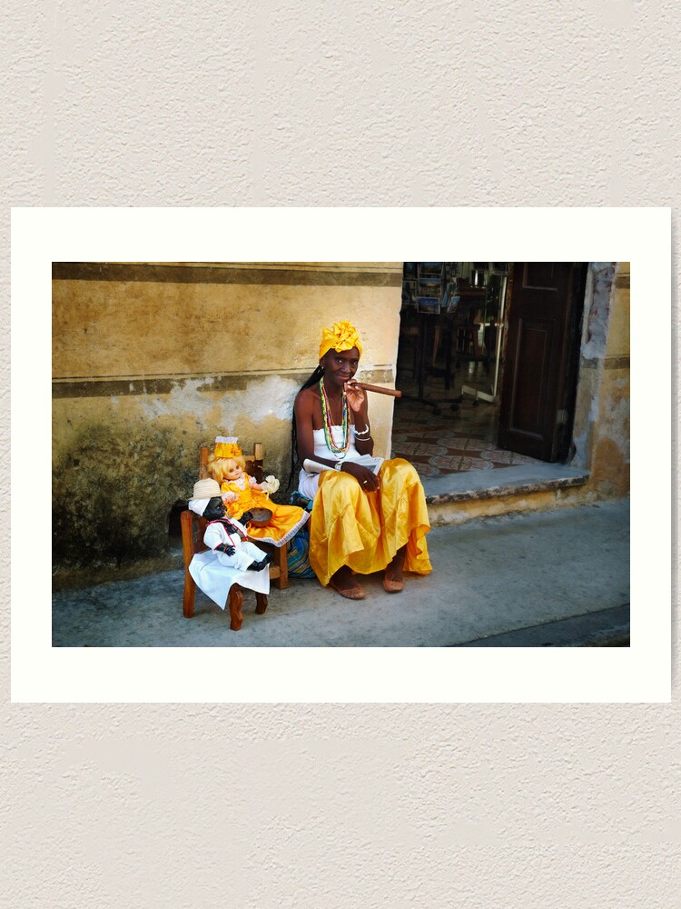 Alternate view of Cuban Santera Smoking Big Cigar Art Print
