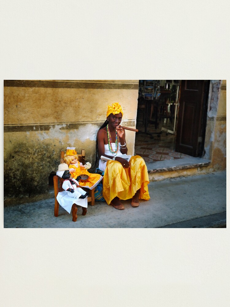 Alternate view of Cuban Santera Smoking Big Cigar Photographic Print