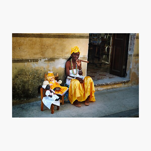 Cuban Santera Smoking Big Cigar Photographic Print