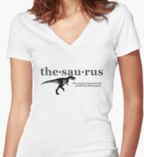 Thesaurus - The most synonymous of all the dinosaurs Women's Fitted V-Neck T-Shirt