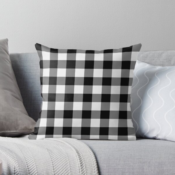 Black and White Gingham Checked Pattern Throw Pillow