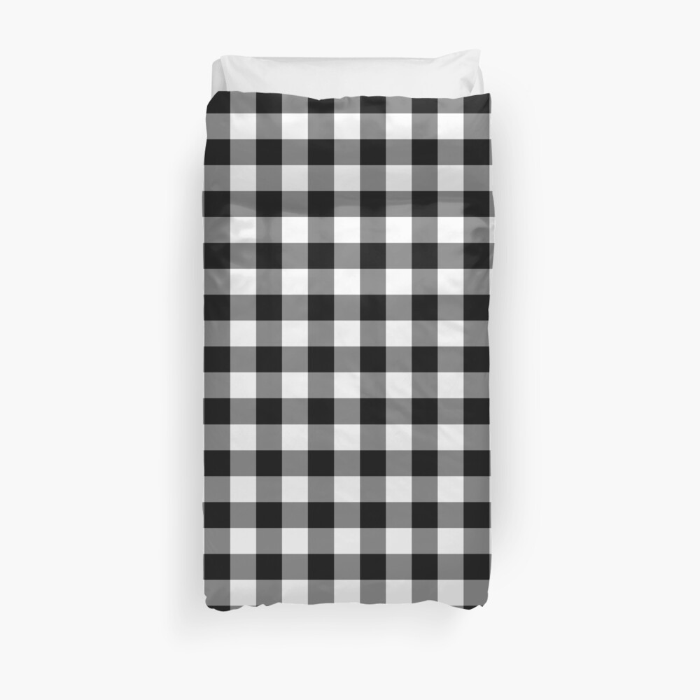 "Black and White Gingham Checked Pattern" Duvet Cover by