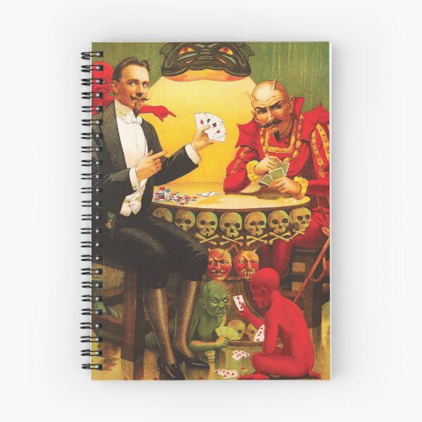 Item preview, Magician playing cards with the Devil, vintage poster designed and sold by monsterplanet.