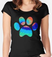 Tie Dye Animal Cat Dog Paw Print | Pet Lover Art Gift Women's Fitted Scoop T-Shirt
