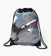 Pelican wings of beauty 555 Drawstring Bag
