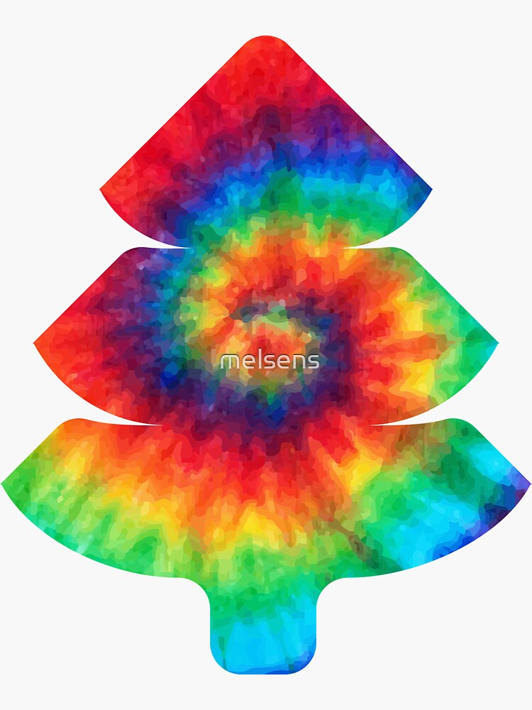 "Tie Dye Christmas Tree Art Colorful Tye Dye Design" Sticker for Sale