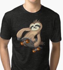 Punk Sloth Skater Skateboarding Tri-blend T-Shirt
