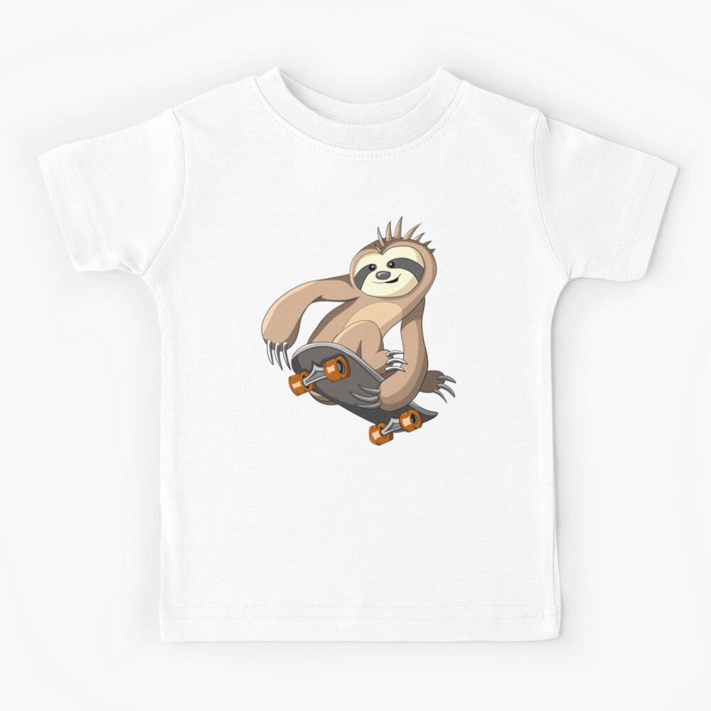 Punk Sloth Skater Skateboarding Kids T-Shirt