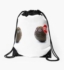 Romantic avocados couple with googly eyes Drawstring Bag