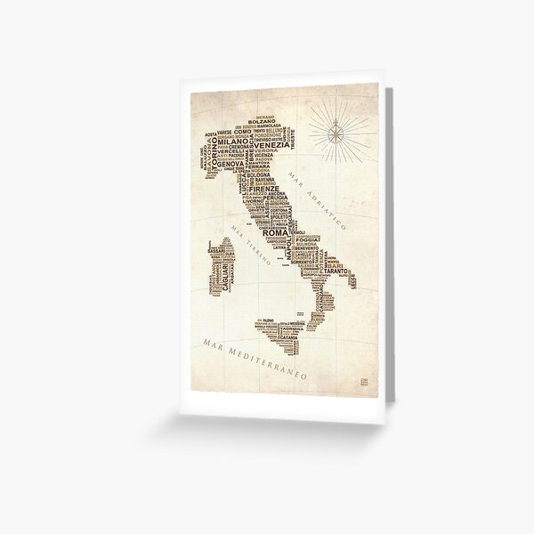 Italia - Typografische Karte Grußkarte
