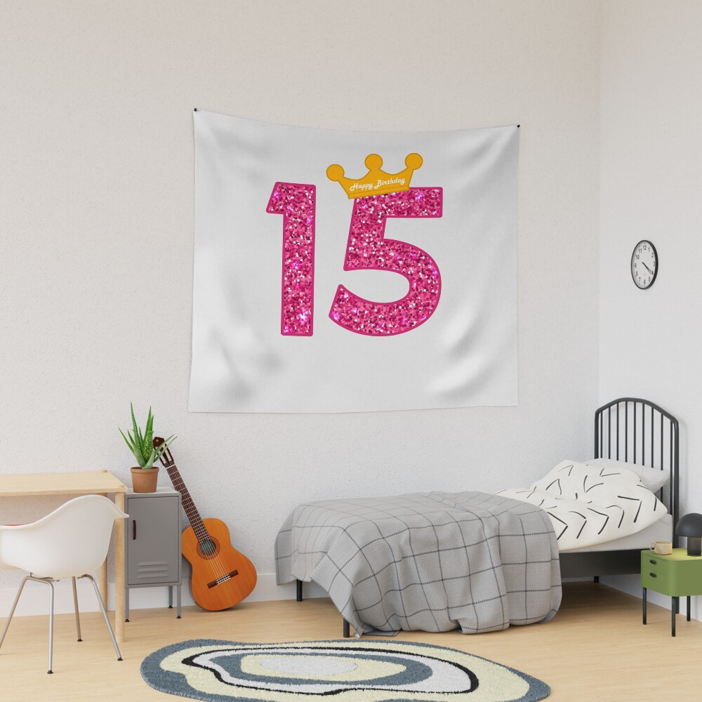 Toile De Fond « Happy 15th Birthday » - Bannière De Décoration De Fête Pour Garçon/fille - En Tissu - Bleu - 150 Cm X 90 Cm