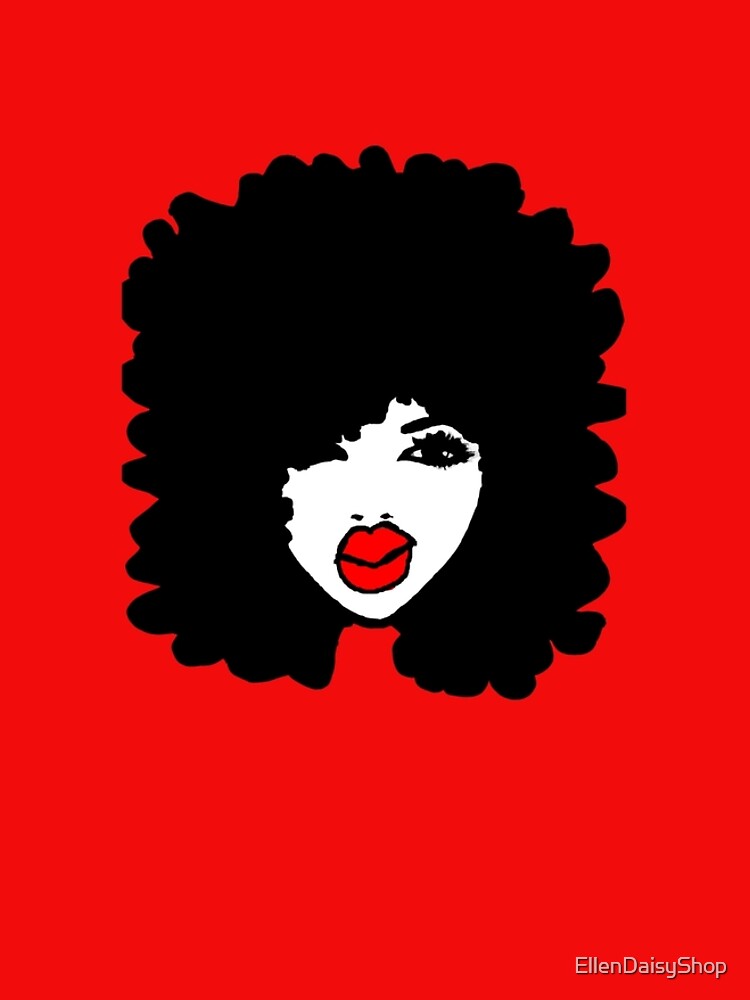 Natural Hair Afro Curls Red Lipstick Makeup Queen by EllenDaisyShop