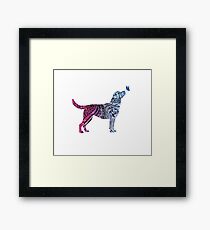 Dog & butterfly Framed Print