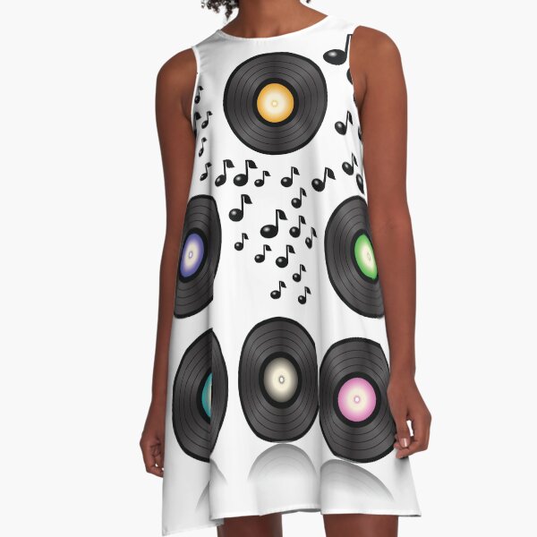 Schallplatten A-Linien Kleid