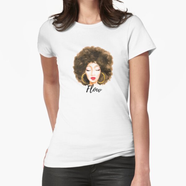 Natural curly hair melanin watercolor Fitted T-Shirt