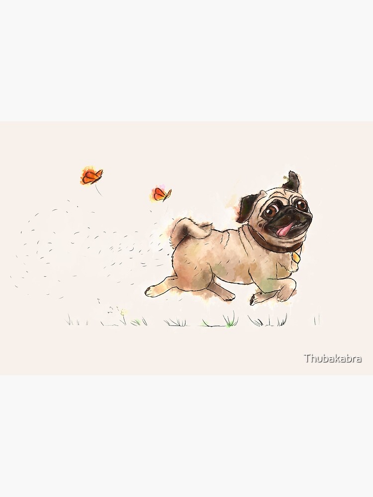 The Furminator Pug Watercolor Design in Beige Color by Thubakabra