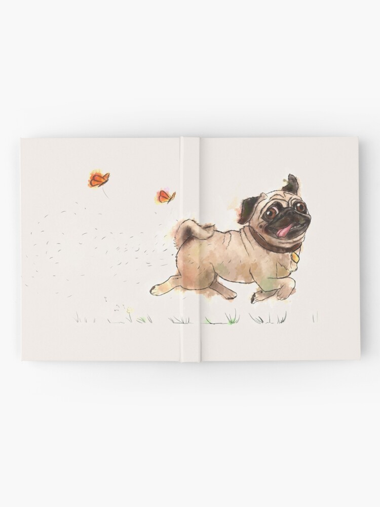 Alternate view of The Furminator Pug Watercolor Design in Beige Color Hardcover Journal