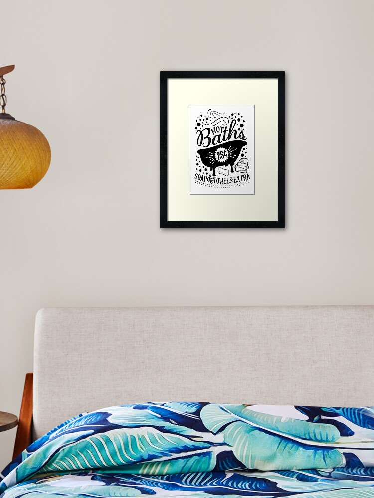 Hot Baths 25 Cents Sign Bathroom Decor Bathroom Wall Art Framed Art Print By Starprintshop Redbubble