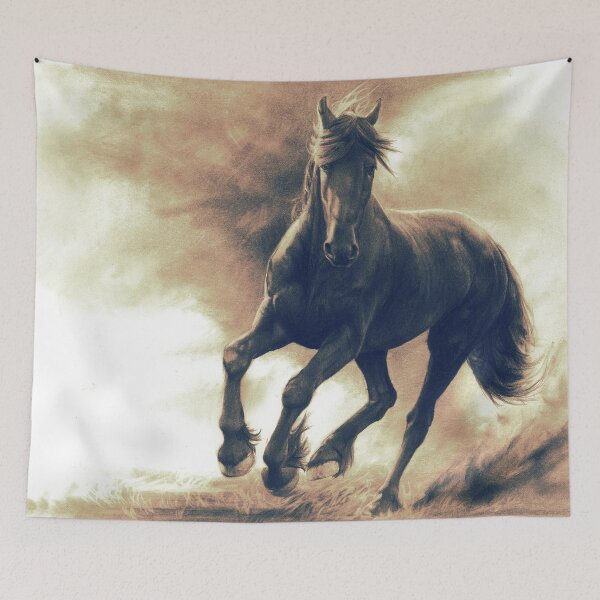 Item preview, Black Horse in Storm Powerful Drawing Design | Galopping Horse Gifts designed and sold by Thubakabra.