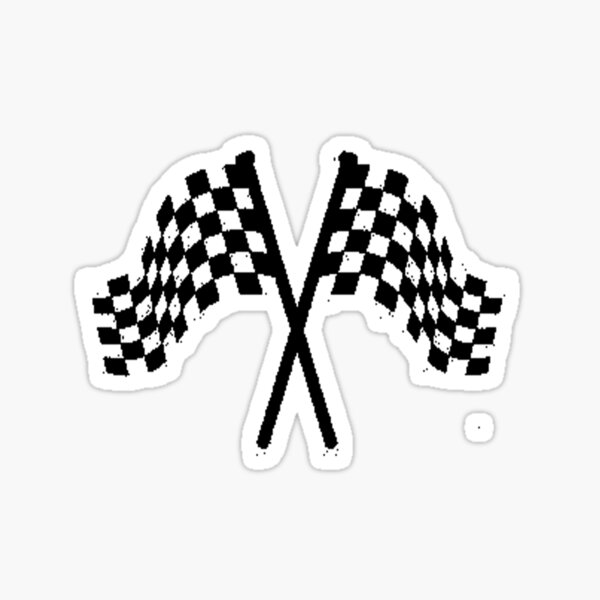 CROSSED CHEQUERED FLAGS Race & Rally F1 Decals Stickers 2 off 95mm 