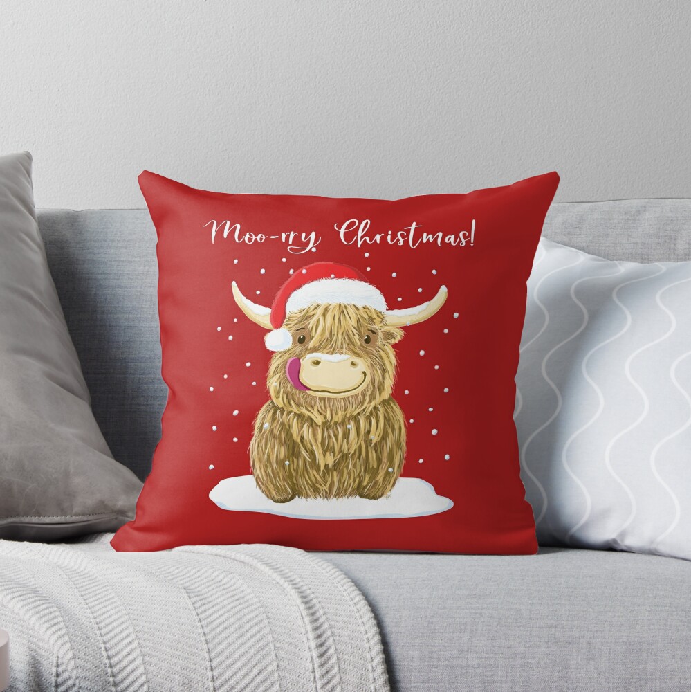 highland cow throw pillow