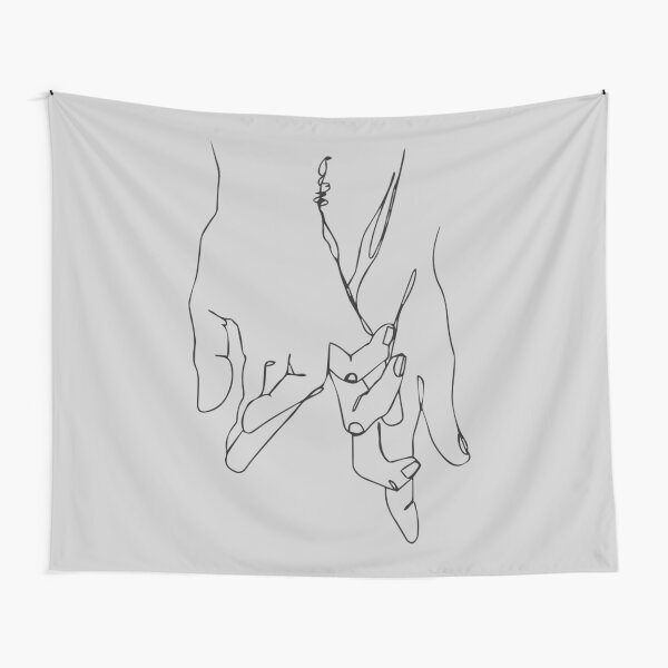 Holding Hands Line Art Tapestry