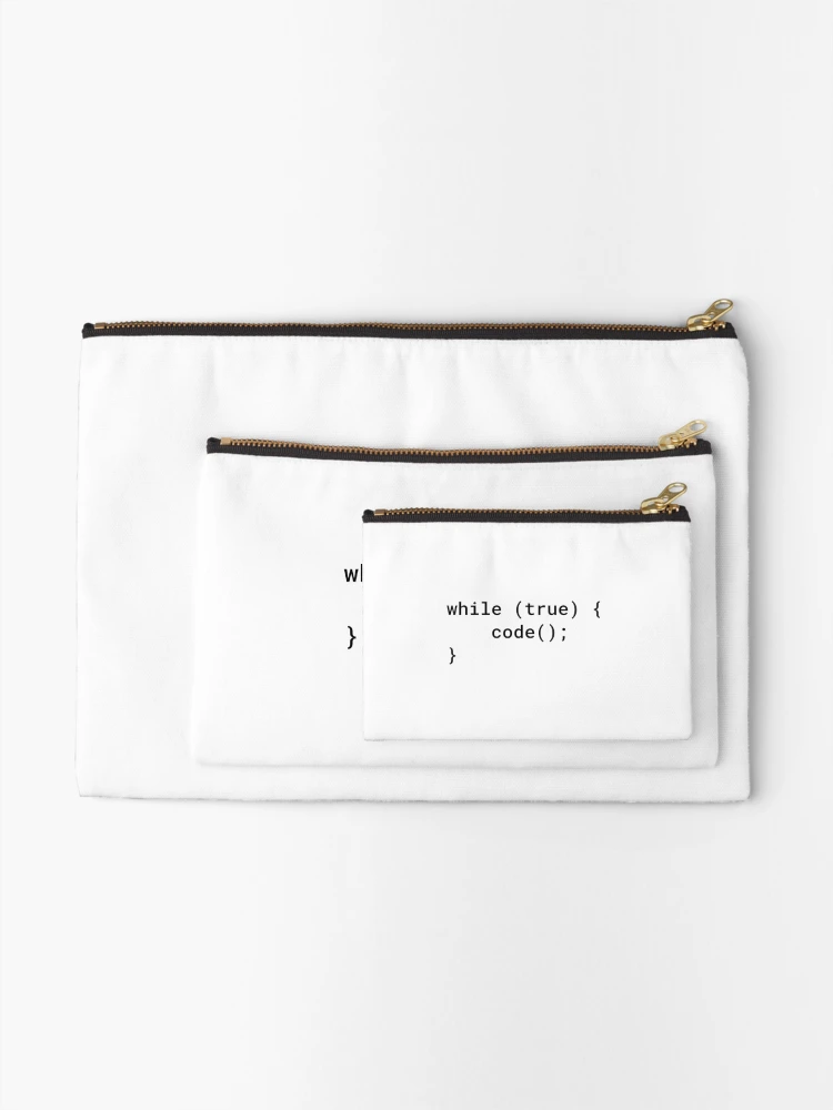 Thumbnail 2 of 4, Zipper Pouch, JavaScript - While True Code (Inverted) designed and sold by developer-gifts.