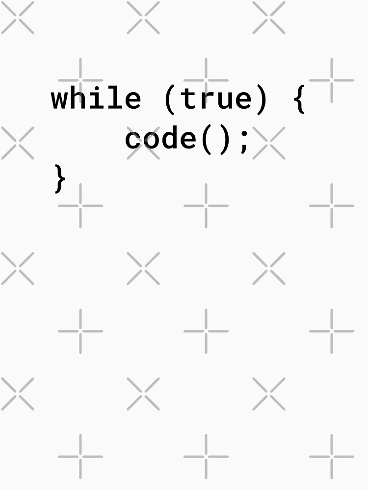 Thumbnail 7 of 7, Classic T-Shirt, JavaScript - While True Code (Inverted) designed and sold by developer-gifts.