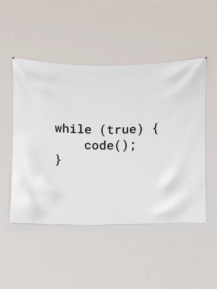 Thumbnail 2 of 3, Tapestry, JavaScript - While True Code (Inverted) designed and sold by developer-gifts.