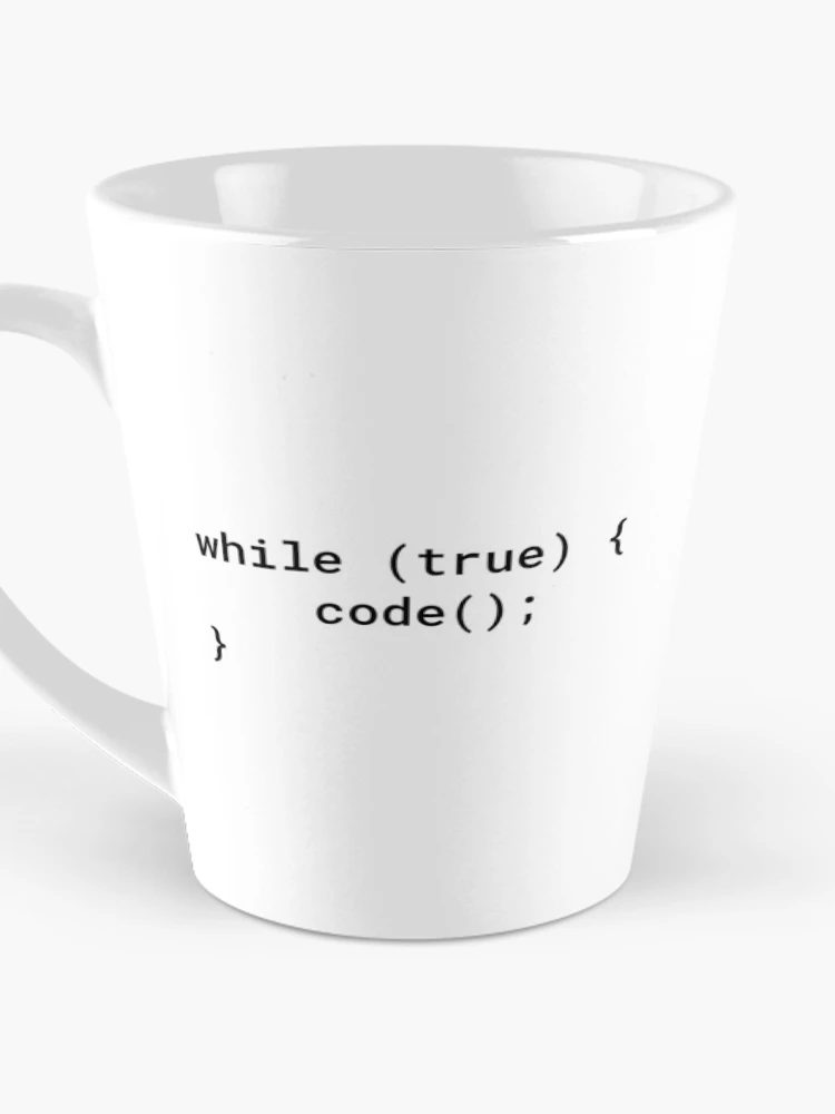 Thumbnail 3 of 4, Coffee Mug, JavaScript - While True Code (Inverted) designed and sold by developer-gifts.
