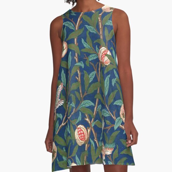 Bird and Pomegranate, vintage design A-Line Dress