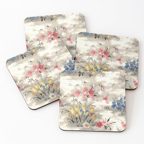 Item preview, Vintage Pink Yellow Blue Floral Wallpaper Design designed and sold by kmcs.