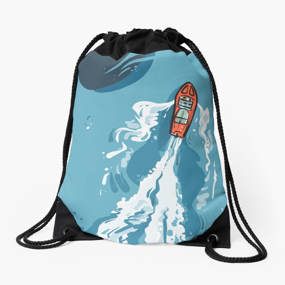 Speed boat | Power boat | motor boat drawing Drawstring Bag