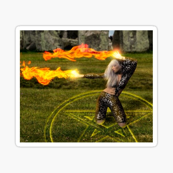 Witch casts fire from her hands Sticker