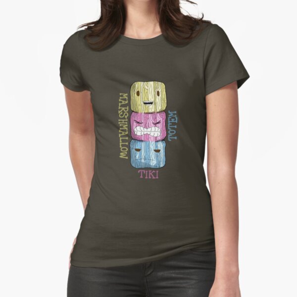 marshmallow tiki totem w/text... Fitted T-Shirt