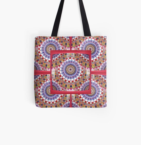 Style Old Colored Lace Fall Into Winter Design at Green Bee Mee All Over Print Tote Bag