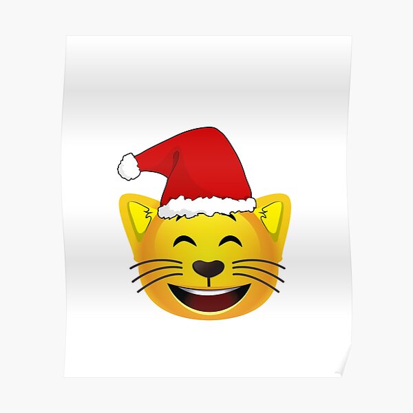 &quot;Emoji style smiling and happy cute cat with Christmas Santa hat&quot; Poster for Sale by yetileti