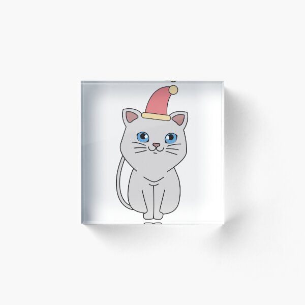 Cute and purrfect cat ready for Christmas Acrylic Block