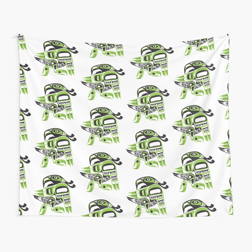 dancing green bird Wall Tapestry