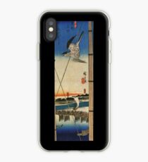 A Cuckoo Flying Past Masts by Utagawa Hiroshige (Reproduction) iPhone Case