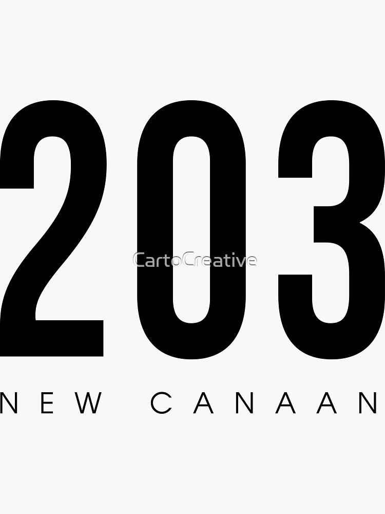"New Canaan, CT 203 Area Code design" Sticker by CartoCreative