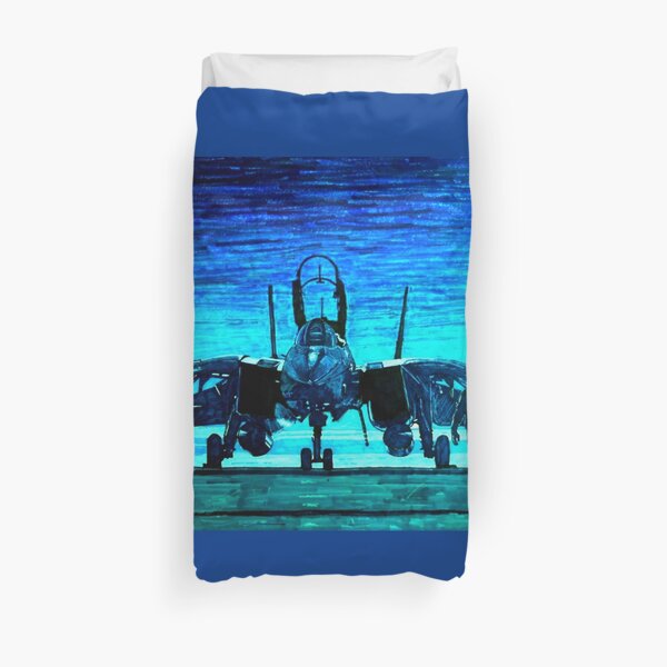 moonlight mission-an f14 tomcat fighter pilot walks to his plane Duvet Cover